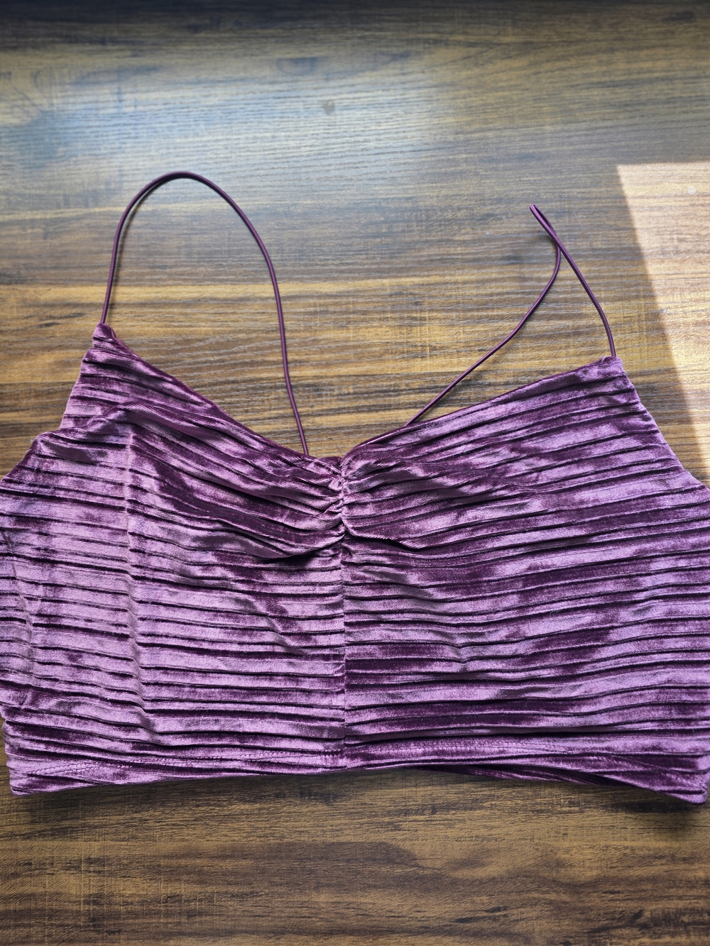 wild fable Velvet Spaghetti Strap Crop Top - Plum